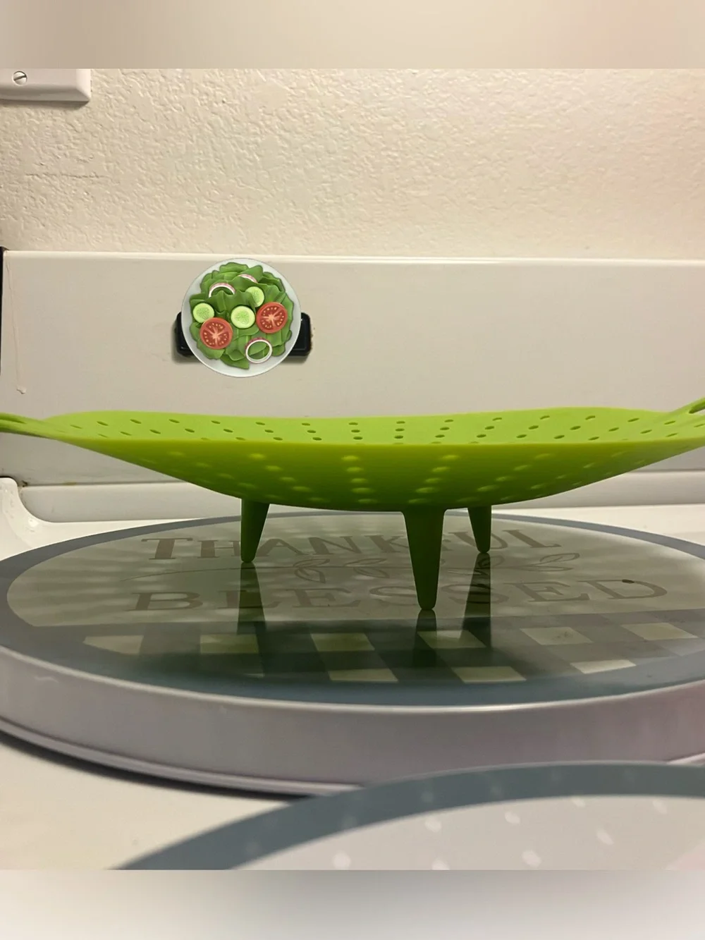 Green Silicone Steamer Basket - Flexible Strainer with Handles
